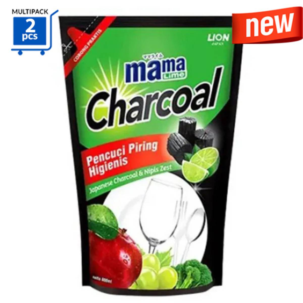 Mama Lime Dishwashing Liquid Pouch Charcoal & Lime NTUC FairPrice