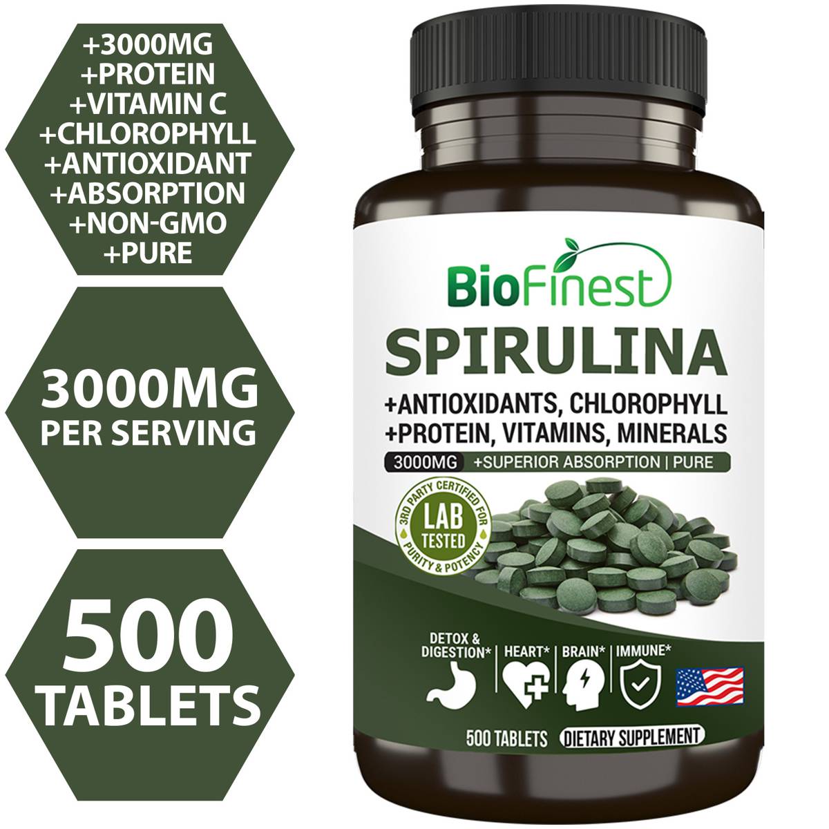 Biofinest Spirulina 3000mg Alkaline Superfood Supplement NTUC FairPrice