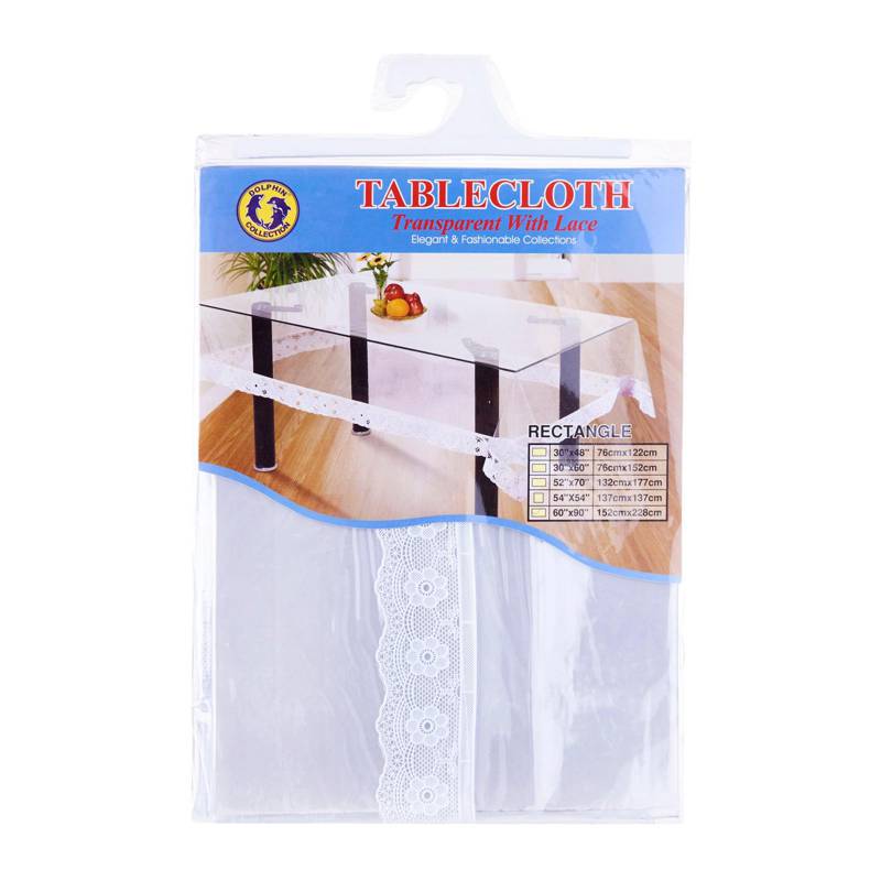 Dolphin Collection PVC Clear Tablecloth Oblong Lace 60"X90" NTUC