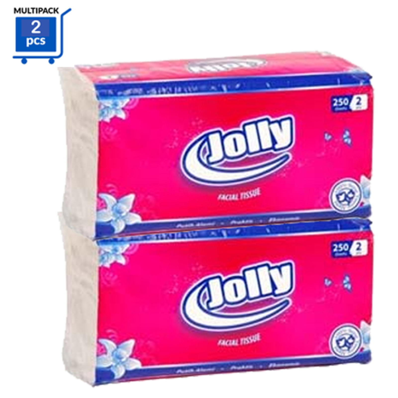 Jolly Facial Tissues Soft&100 Natural Virgin Pulp 2Packx250s NTUC