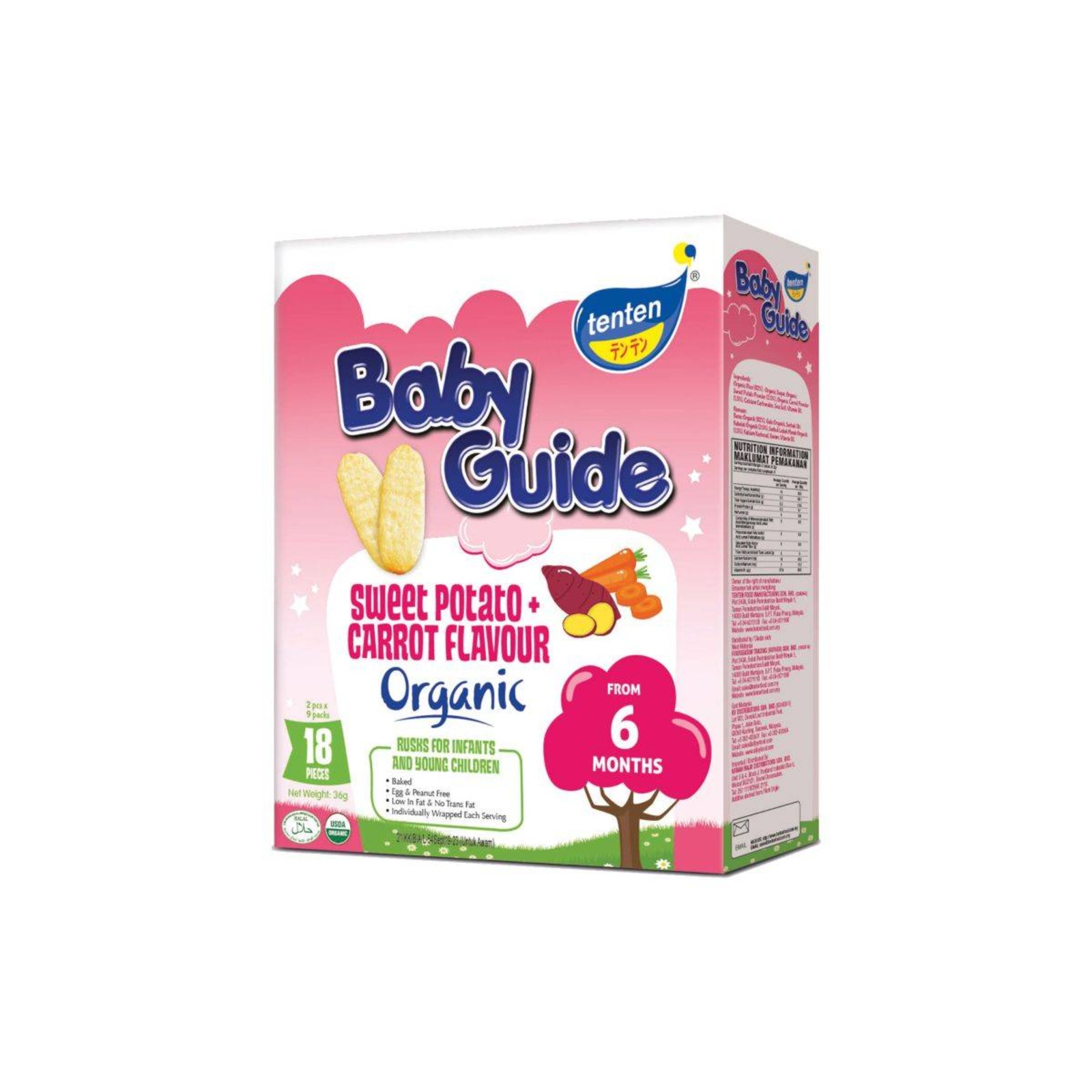 Ten Ten Organic Baby Guide Rice Rusks Sweet Potato & Carrot NTUC