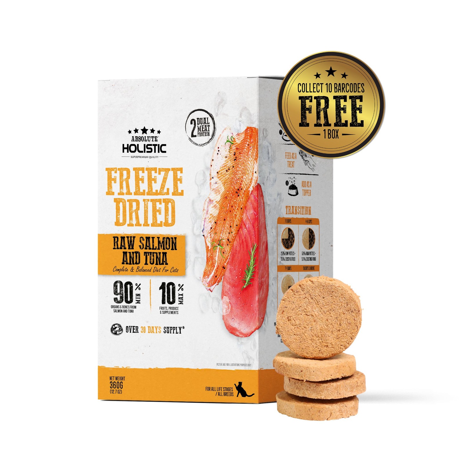 Absolute Holistic Freeze Dried Cat Food PattiesSalmon&Tuna NTUC