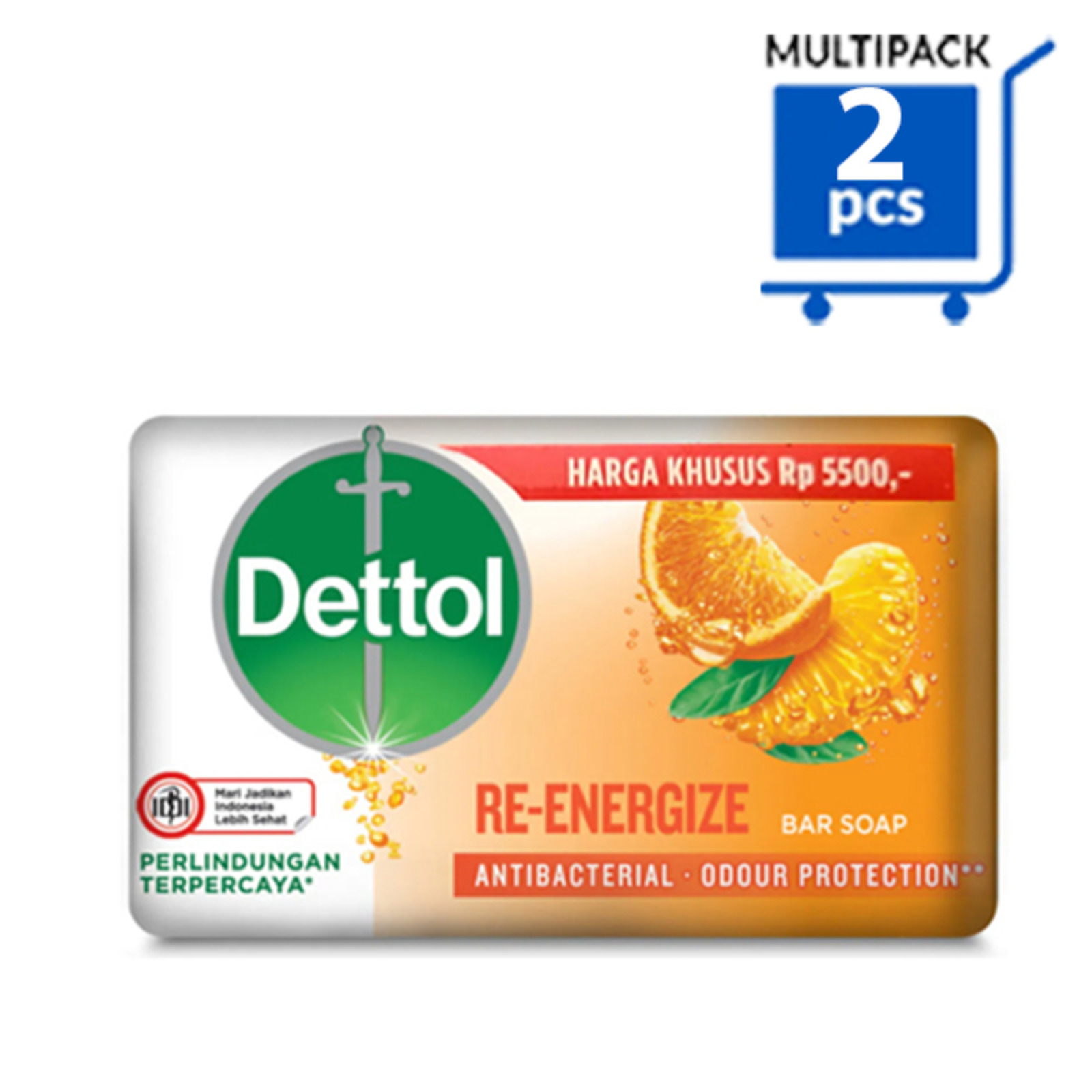 Dettol Antibacterial Mandarin Orange Bar Soap ReEnergize NTUC FairPrice