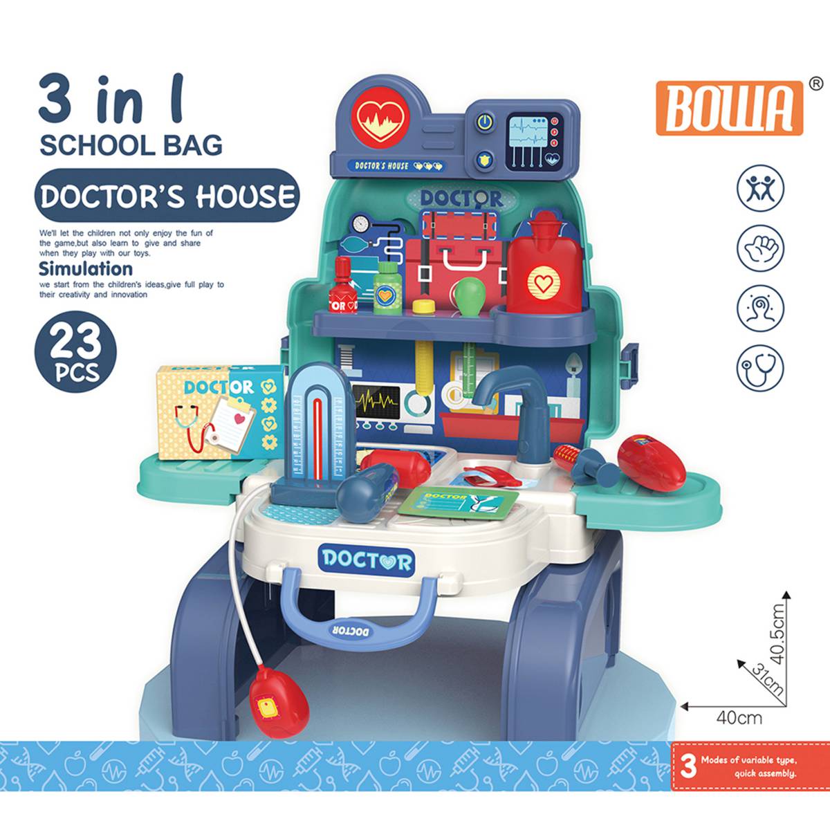 Bowa 3 In 1 Doctor Set School Bag (Blue) NTUC FairPrice