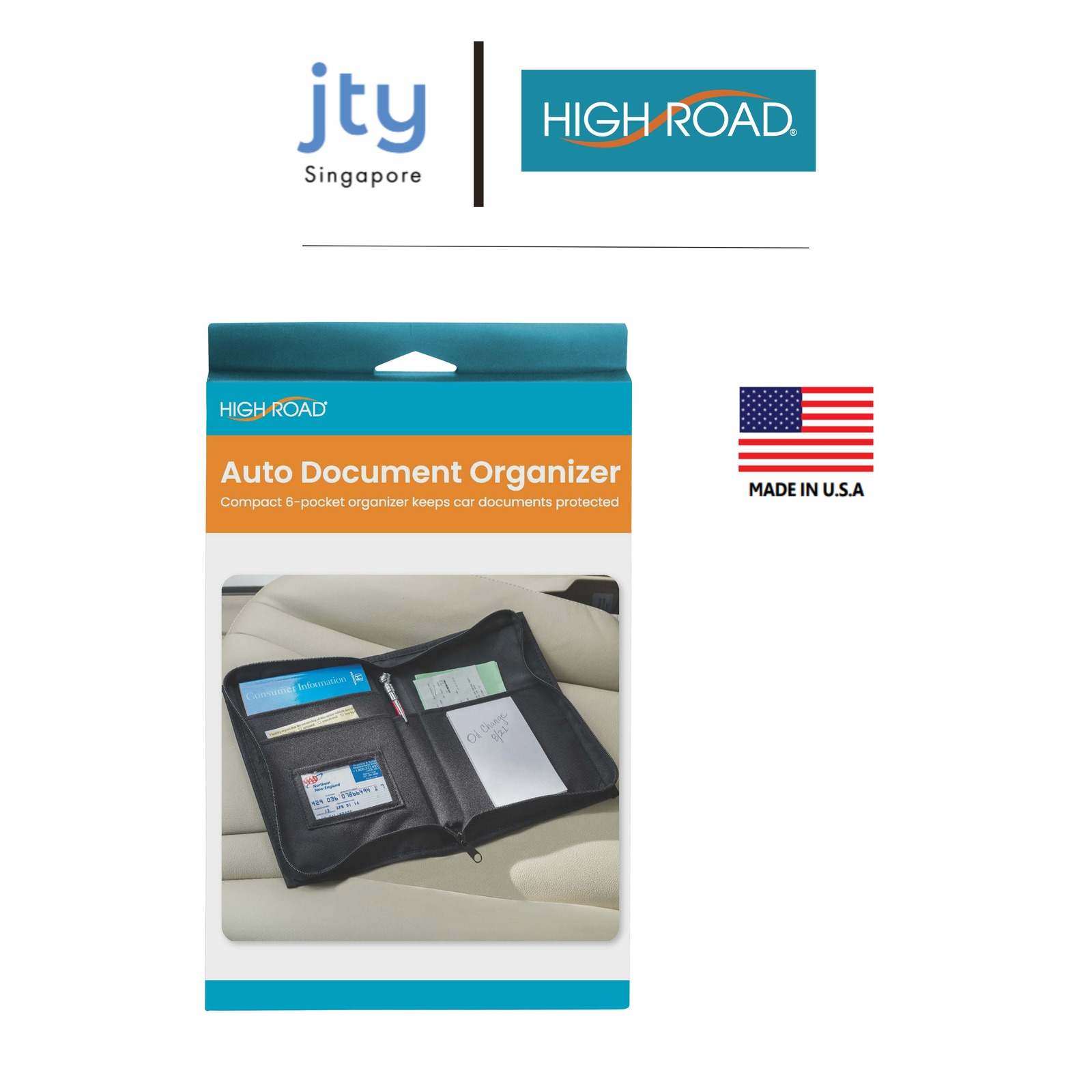 High Road Auto Document Organizer Compact 6Pocket Organizer NTUC