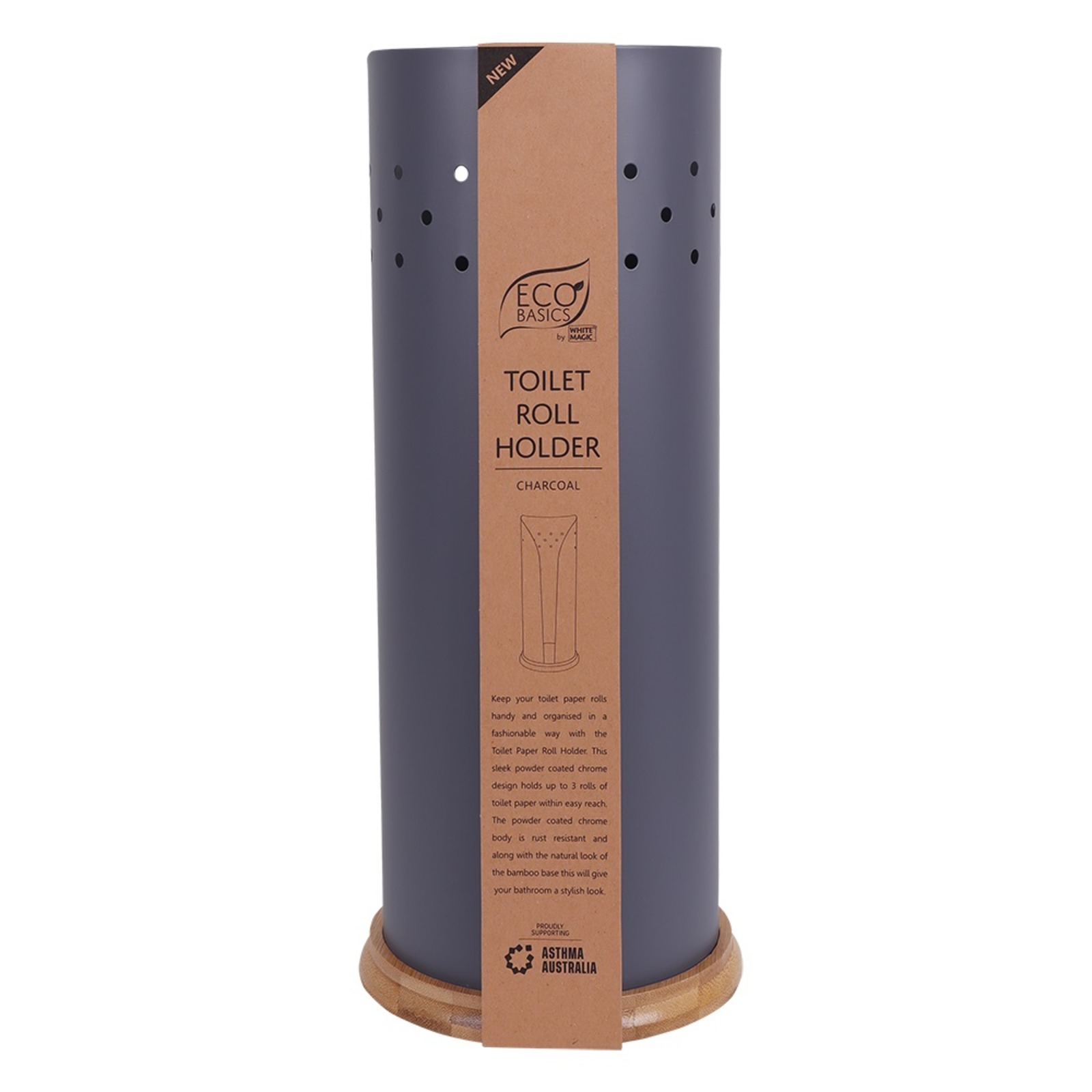 White Magic Eco Basics Toilet Paper Roll Holder Charcoal NTUC FairPrice