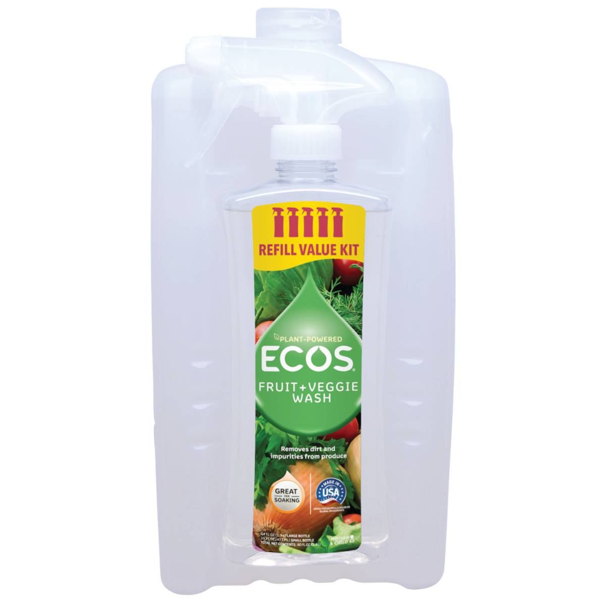 Ecos Fruit + Veggie Wash Refill Value Kit (473 ml + 1.9 L) NTUC FairPrice