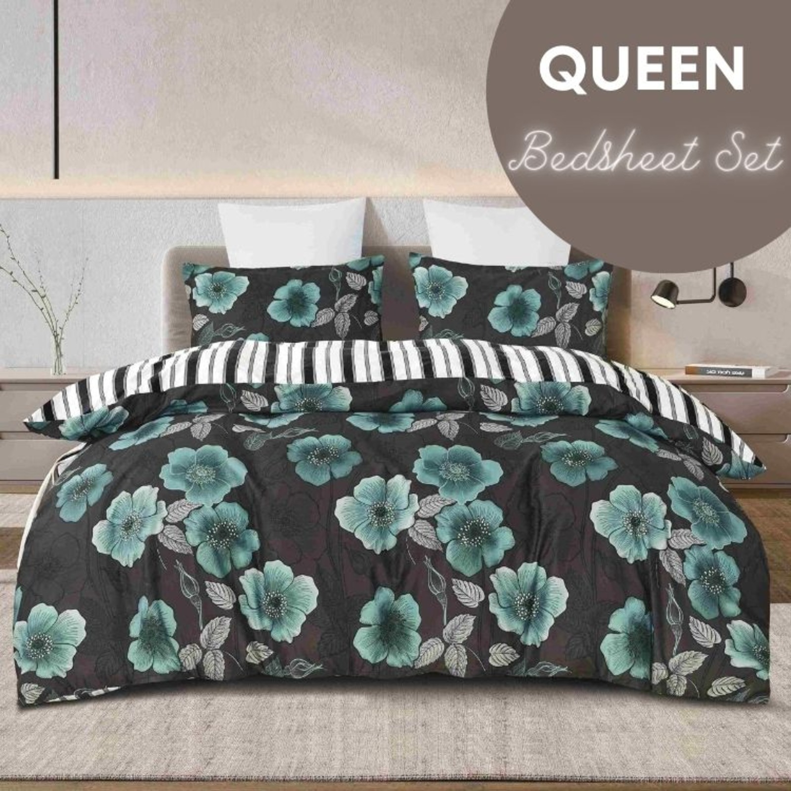 Microfine 500TC Microfiber Bedsheet Set (Queen) OPHELIA NTUC FairPrice