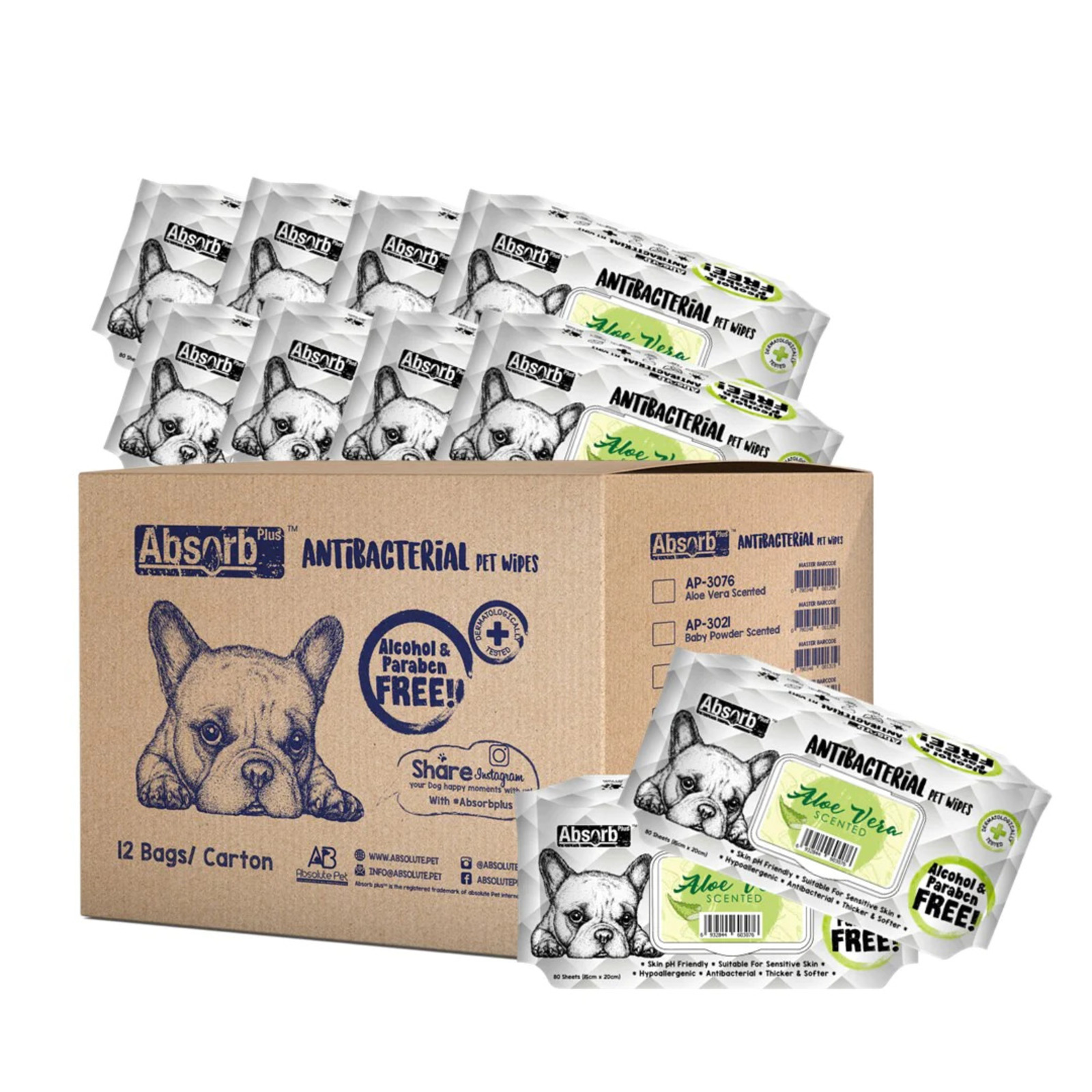 Absorb Plus Antibacterial Pet Wipes Aloe Vera , Carton Dea NTUC