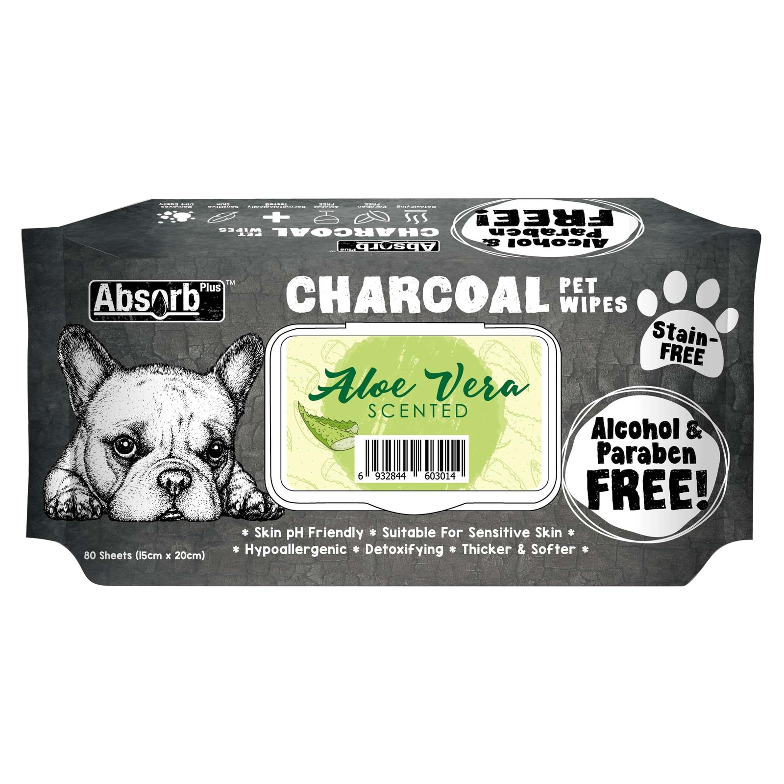 Absorb Plus Charcoal Pet Wipes (Aloe Vera) NTUC FairPrice