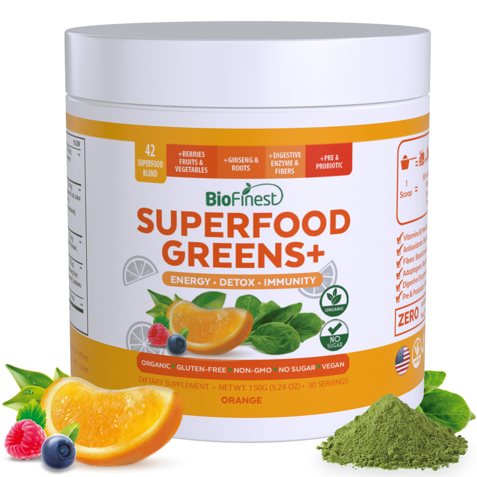 Biofinest Superfood Greens Probiotics Enzymes Powder Drink NTUC