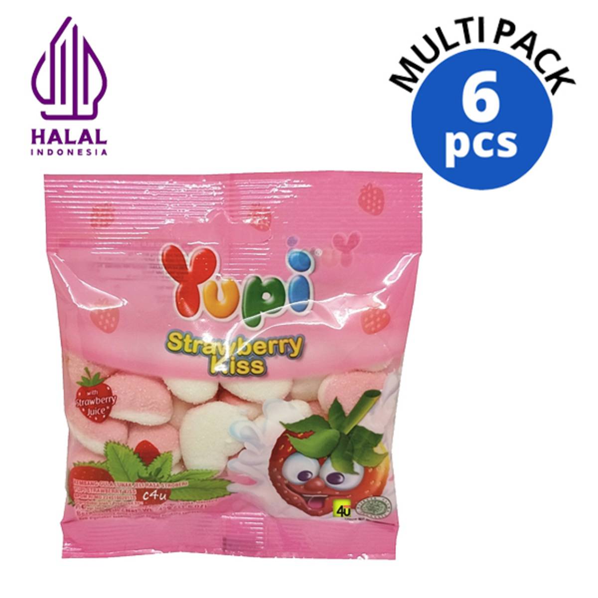 Yupi Gummy Candies Strawberry Kiss Bag x 6 Pack NTUC FairPrice