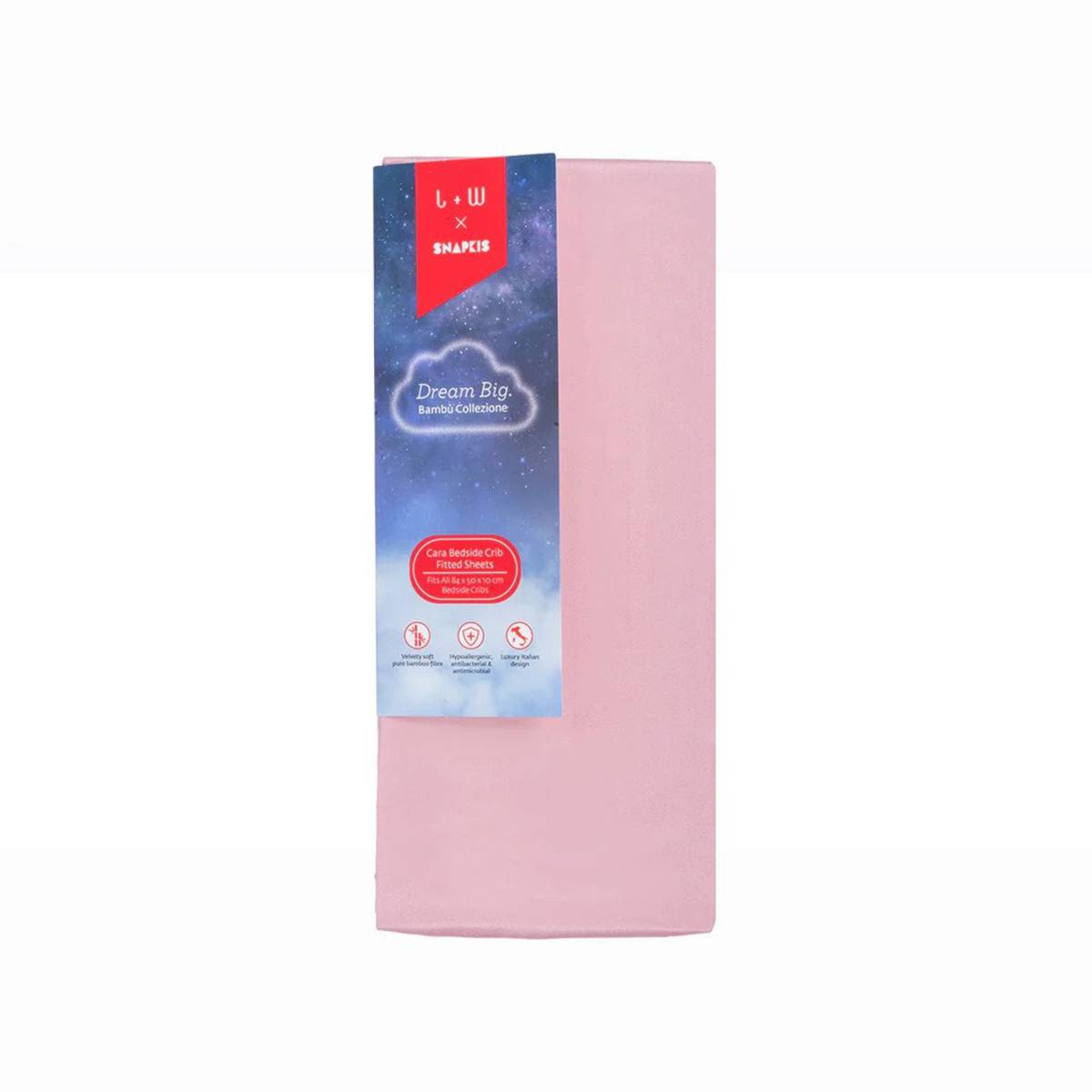 Snapkis Bambu Cara Bedside Crib Fitted Sheets Pink NTUC FairPrice