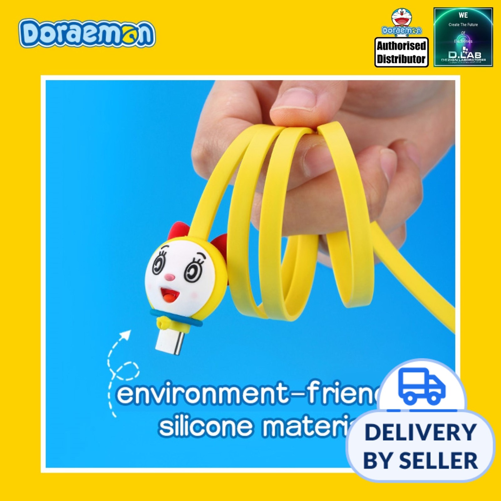 Doraemon Lab D.LAB Doraemon Type C Cable (Yellow) | NTUC FairPrice