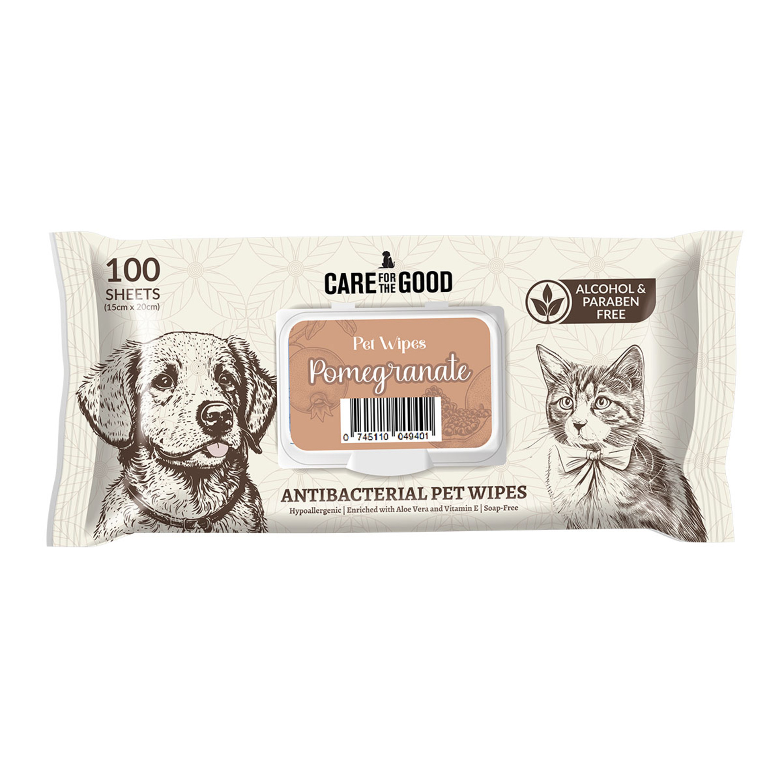 Care For The Good Antibacterial Pet Wipes Pomegranate NTUC FairPrice