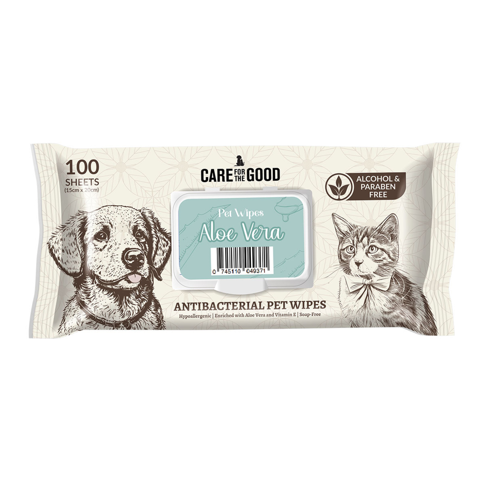 Care For The Good Antibacterial Pet Wipes Aloe Vera NTUC FairPrice