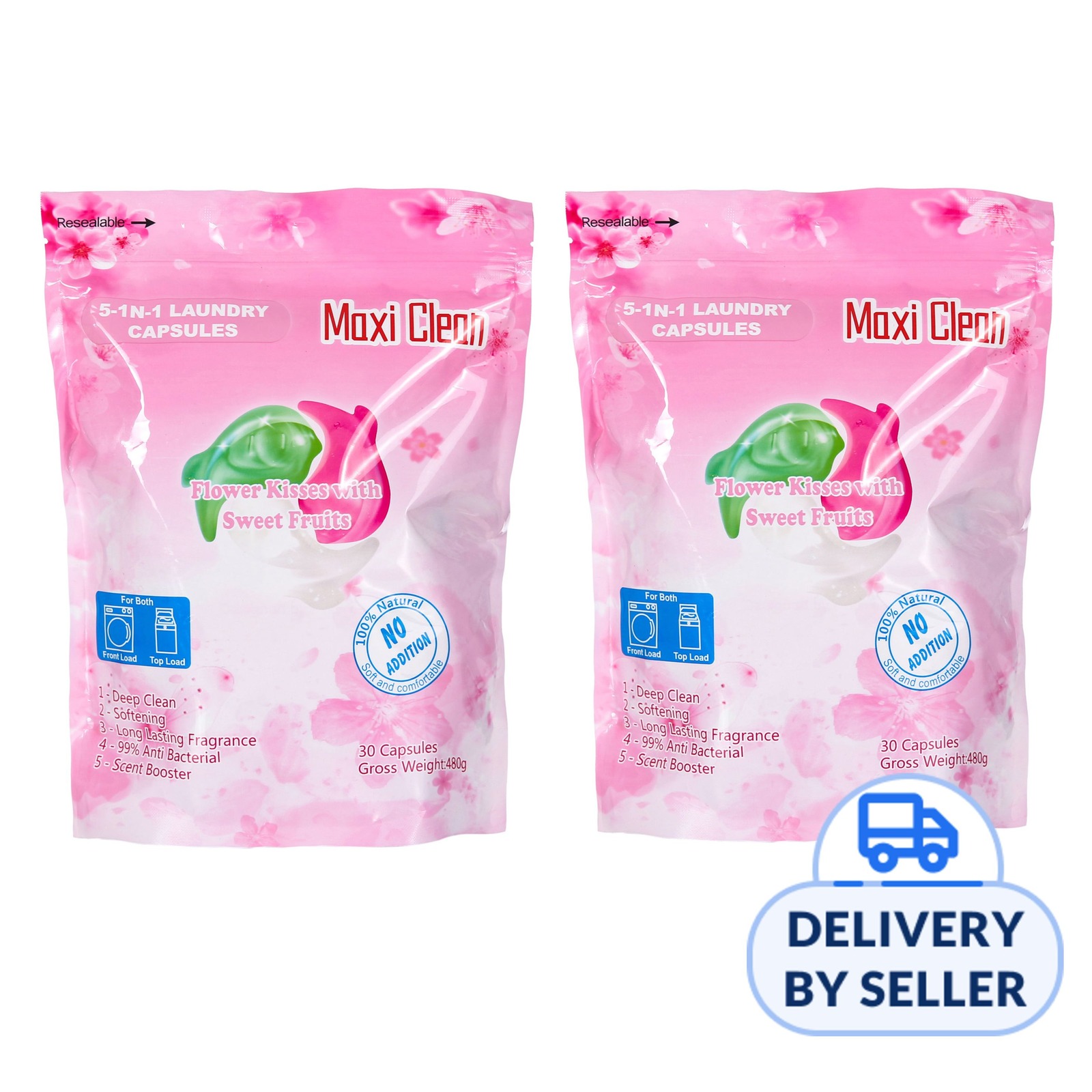 Maxi Clean 5in1 Laundry Capsules pods Flower Kisses NTUC FairPrice