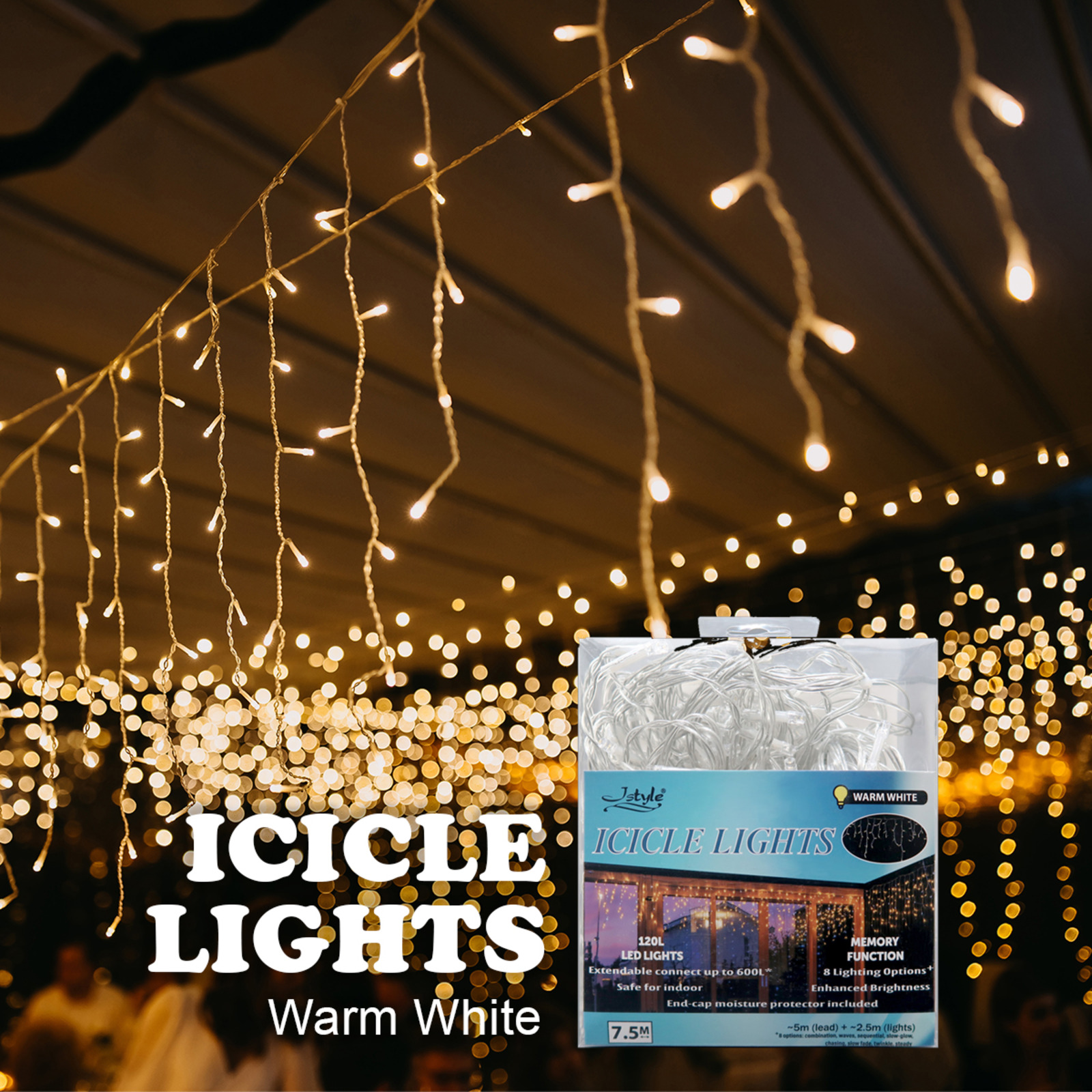 Jstyle Led Lighting Curtain Icicle Lights Warm White NTUC FairPrice