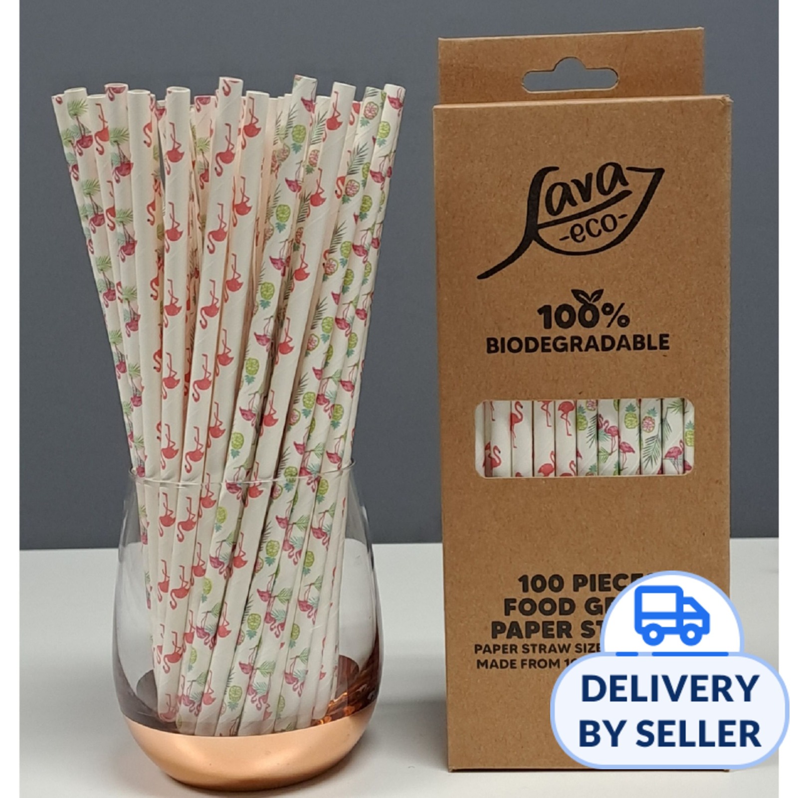 LAVA ECO Flamingo Drinking Paper Straws Eco-Friendly | NTUC FairPrice