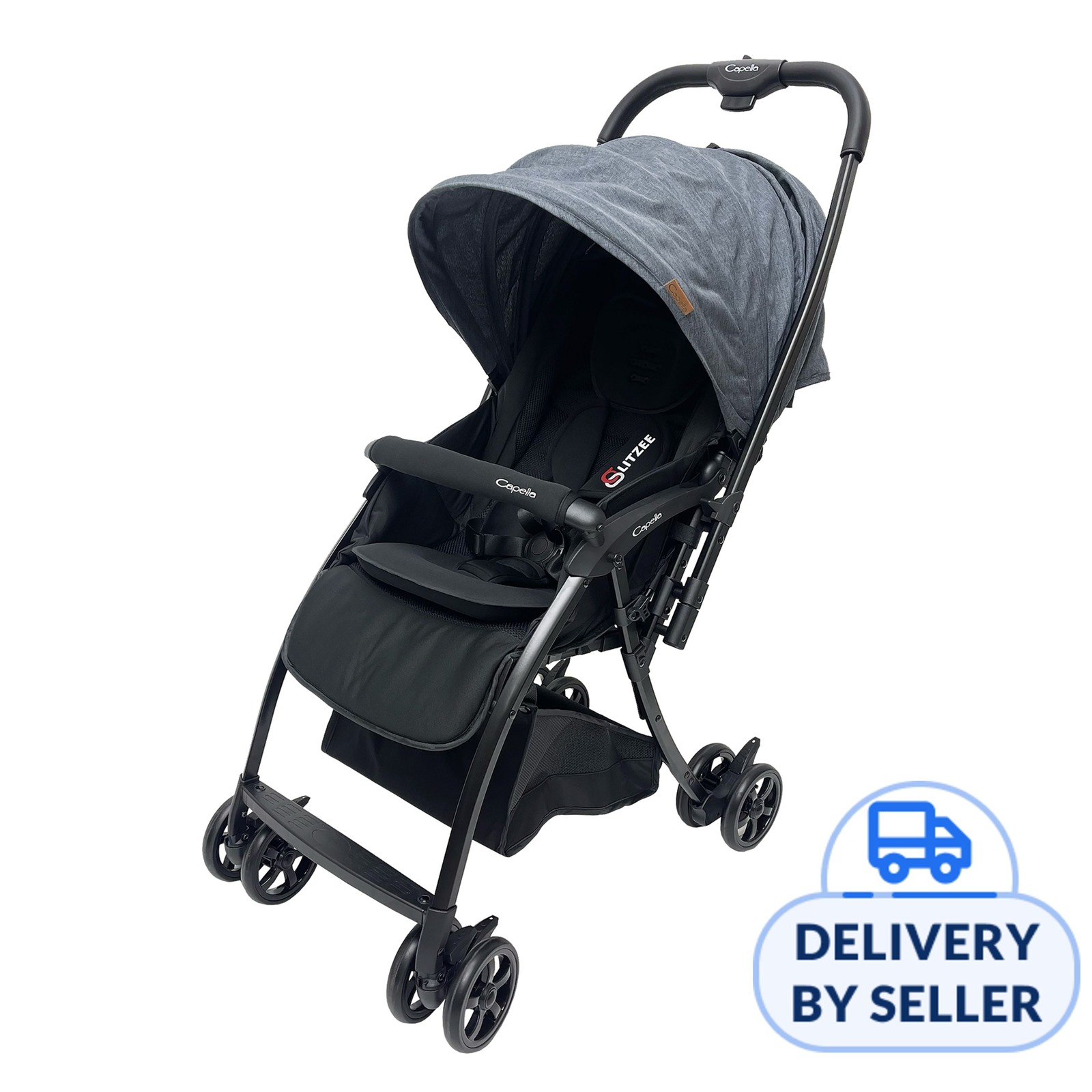 Glitzee OneHand Fold Stroller Black NTUC FairPrice