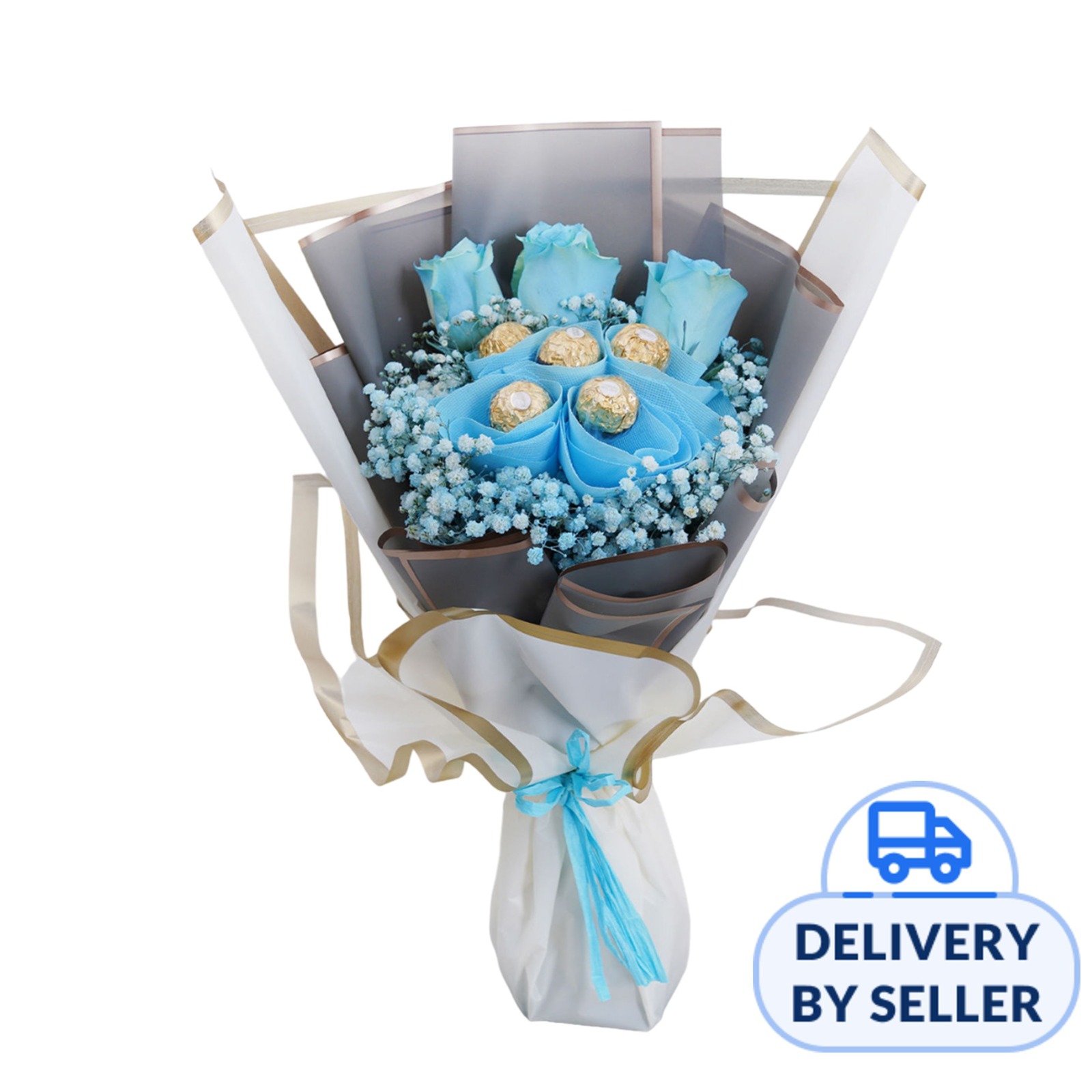 Fnp Blue Roses FNP Blue Roses and Rochers Bouquet | NTUC FairPrice