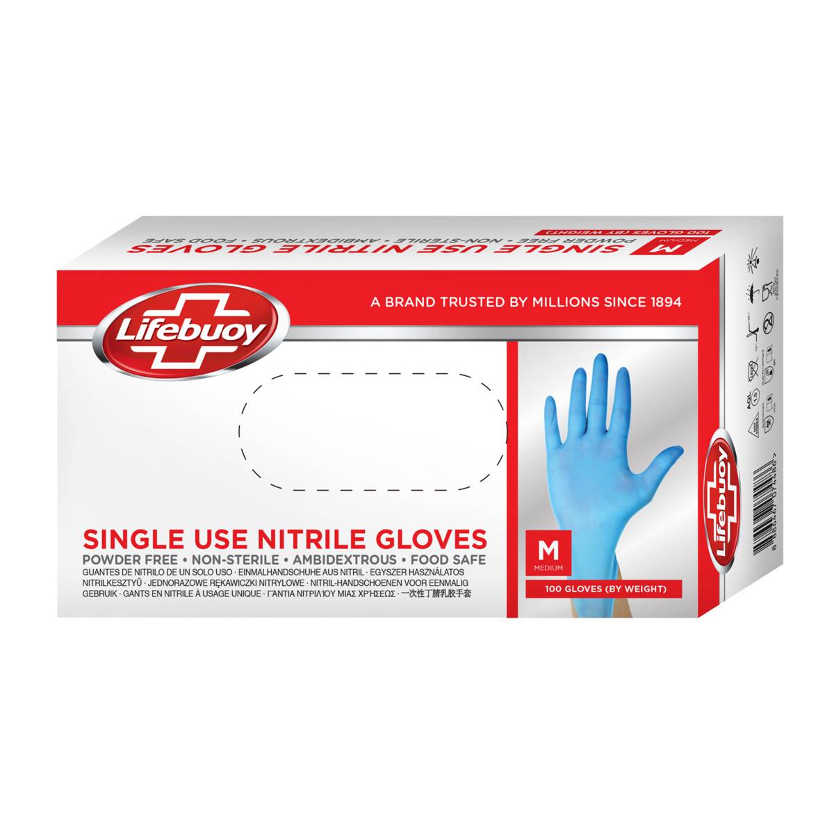 Lifebuoy Disposable Nitrile Gloves M 100's NTUC FairPrice