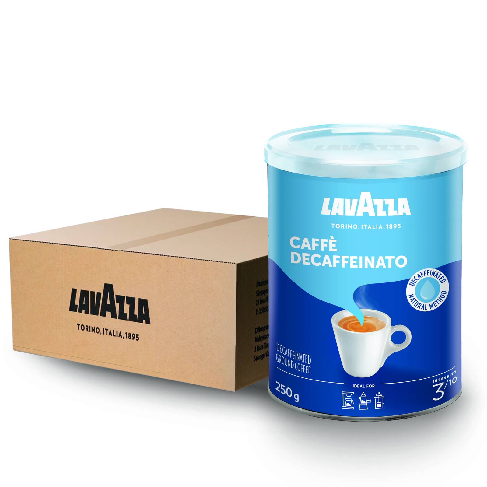 Lavazza Caffe Decaffeinato Ground Coffee In Tin 12 X 250G | NTUC FairPrice