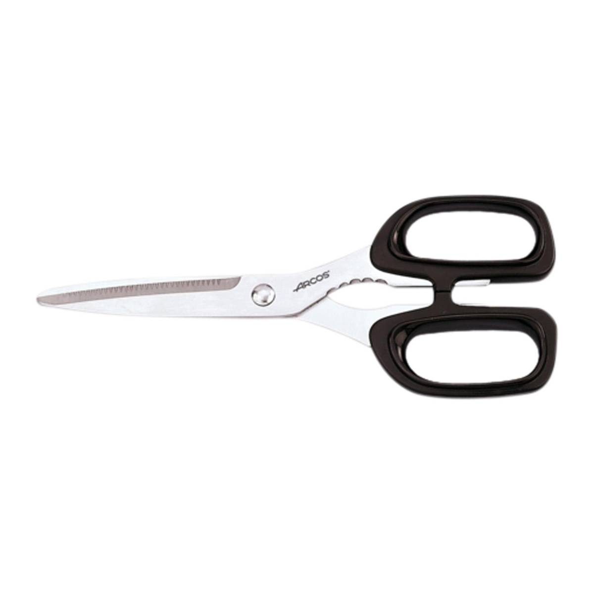 Arcos Prochef 8" Stainless Steel Kitchen Scissors - For Meat, Poultry, Polypropylene Handle, Black
